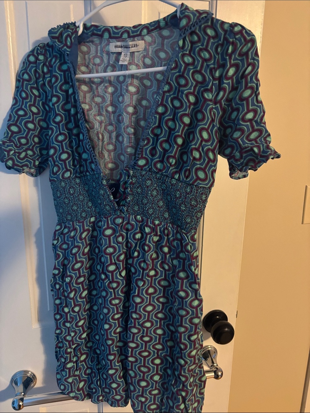 Urban Outfitters Teal and Navy Geometric Mini Dress